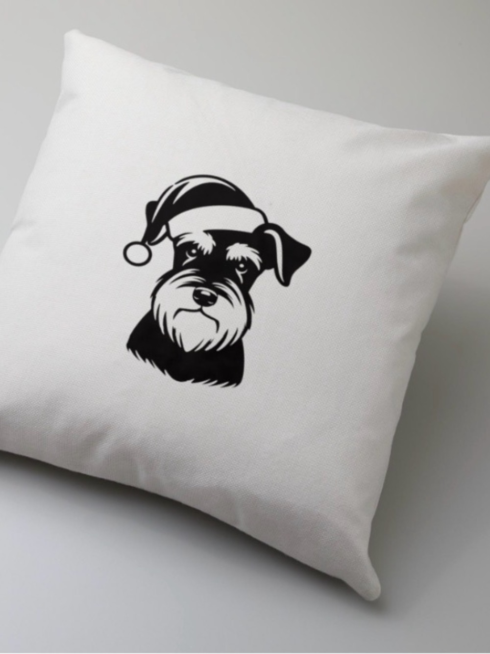 Makers Market White Pillow Cover with Black Schnauzer Graphic